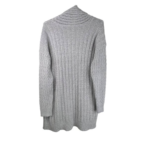 Lucky Brand Cardigan Size Small Long Line Acrylic Cable Knit Light Grey Layering - Picture 2 of 8